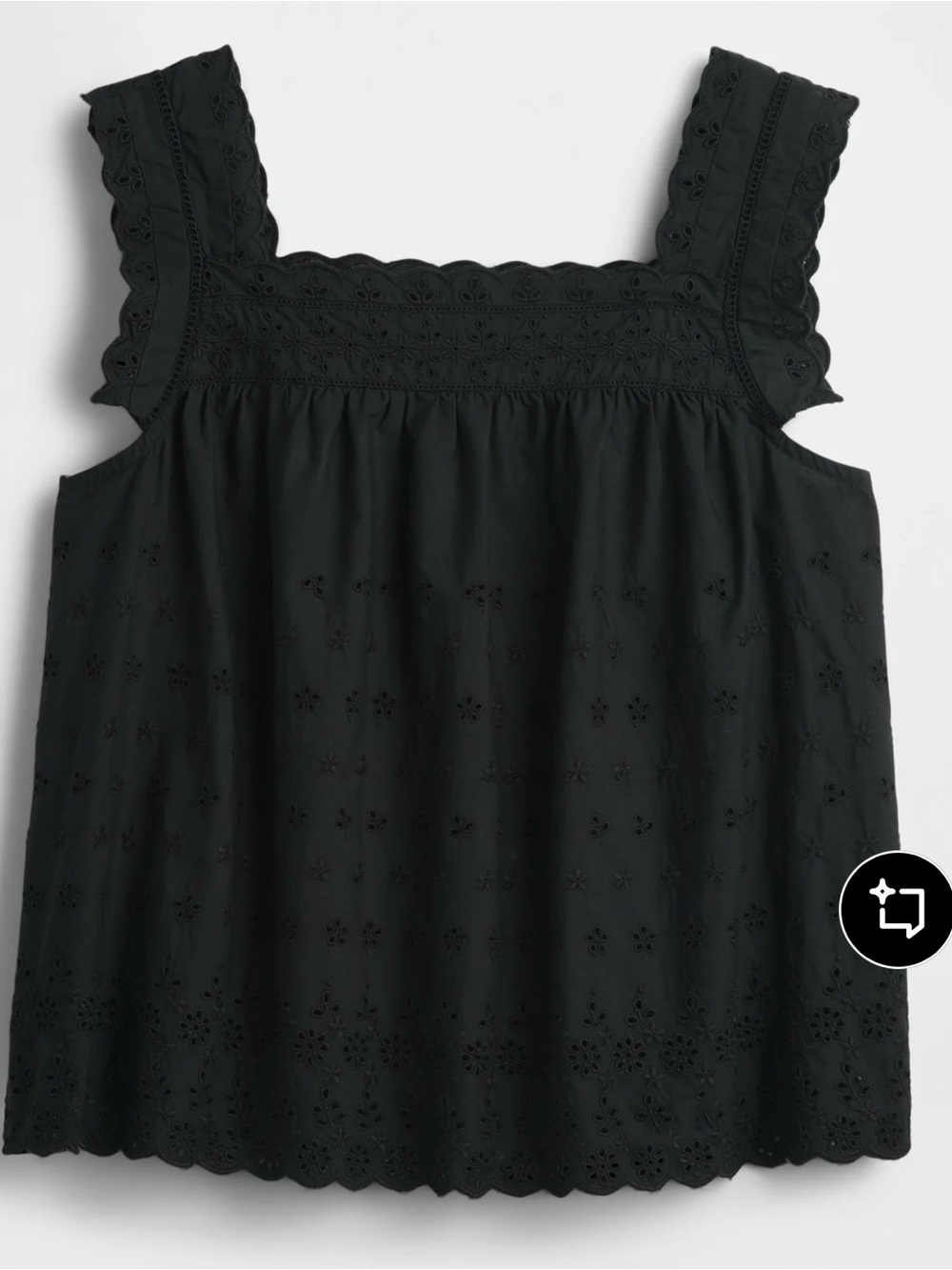 GAP x Doen Black Eyelet Square-Neck Tank - Picture 4 of 6